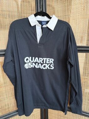 Black Rugby Polo with White Collar